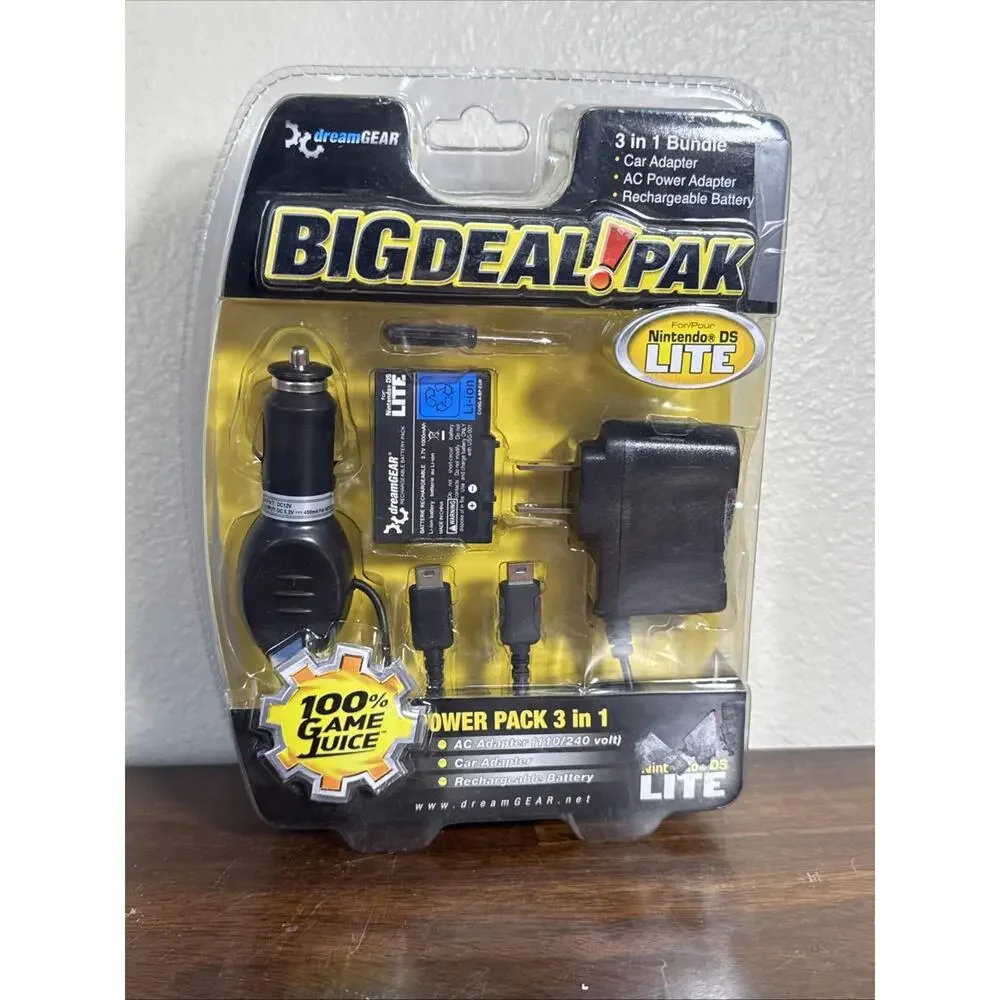 dreamGEAR 3 in 1 Power Pack for Nintendo DS Lite AC/CAR Adapter Rechargable